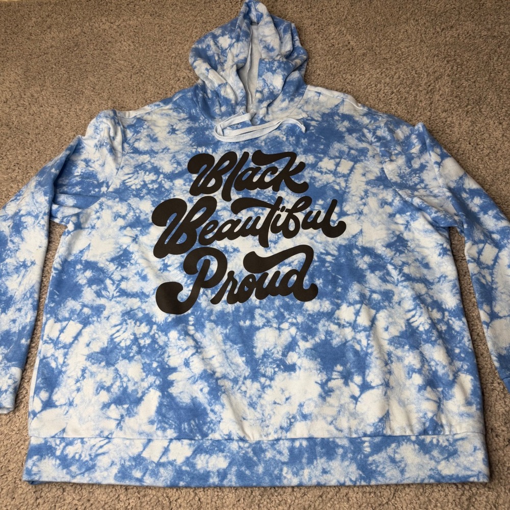 Target Black History Month Hoodie Blue Tie Dye Black Beautiful Proud XL Womens